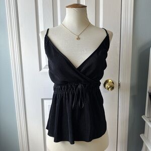 Abercrombie & Fitch Black Ribbed Wrap-Front Camisole